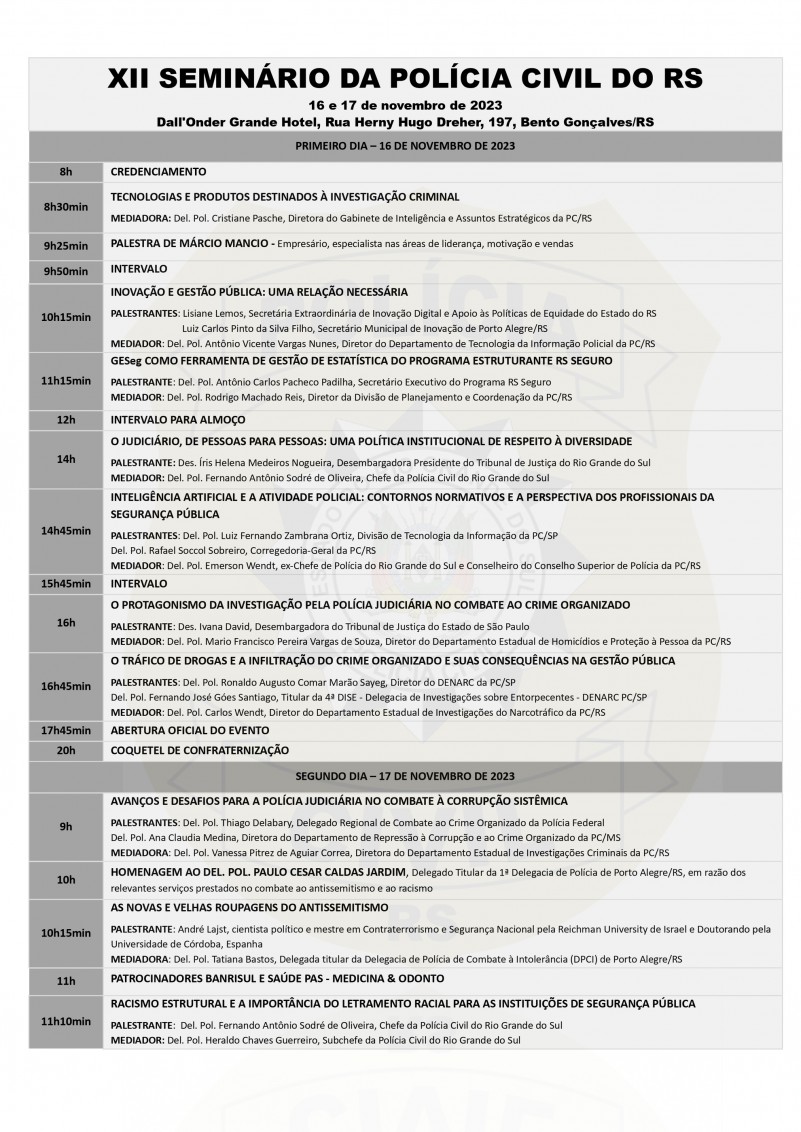 XII SEMINÁRIO DA POLÍCIA CIVIL D
